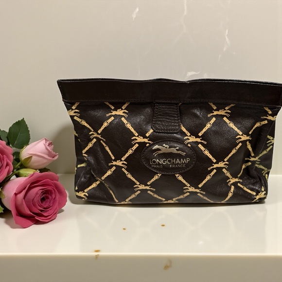 Longchamp Black and Gold Clutch Bag - Picture 3 of 12